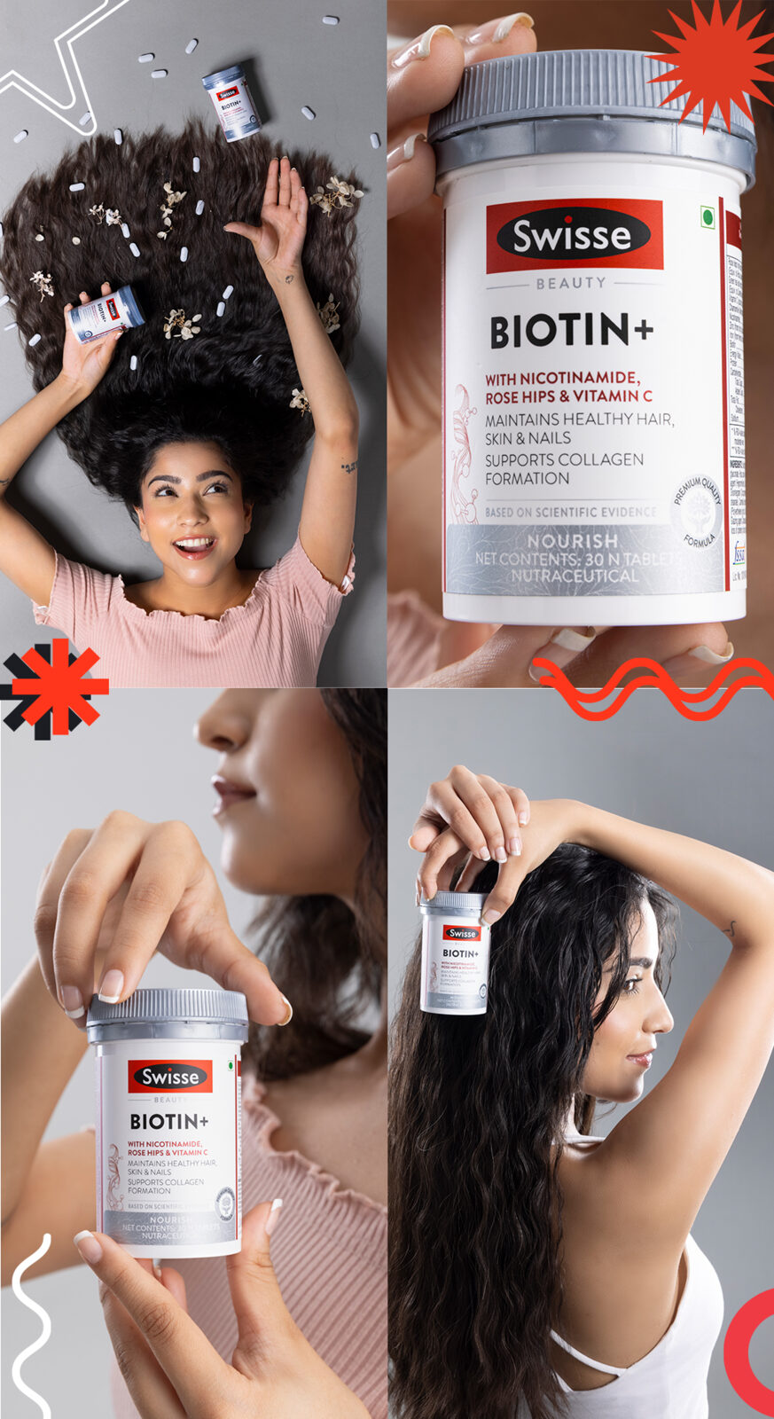 Swisee Biotin campaign story collage